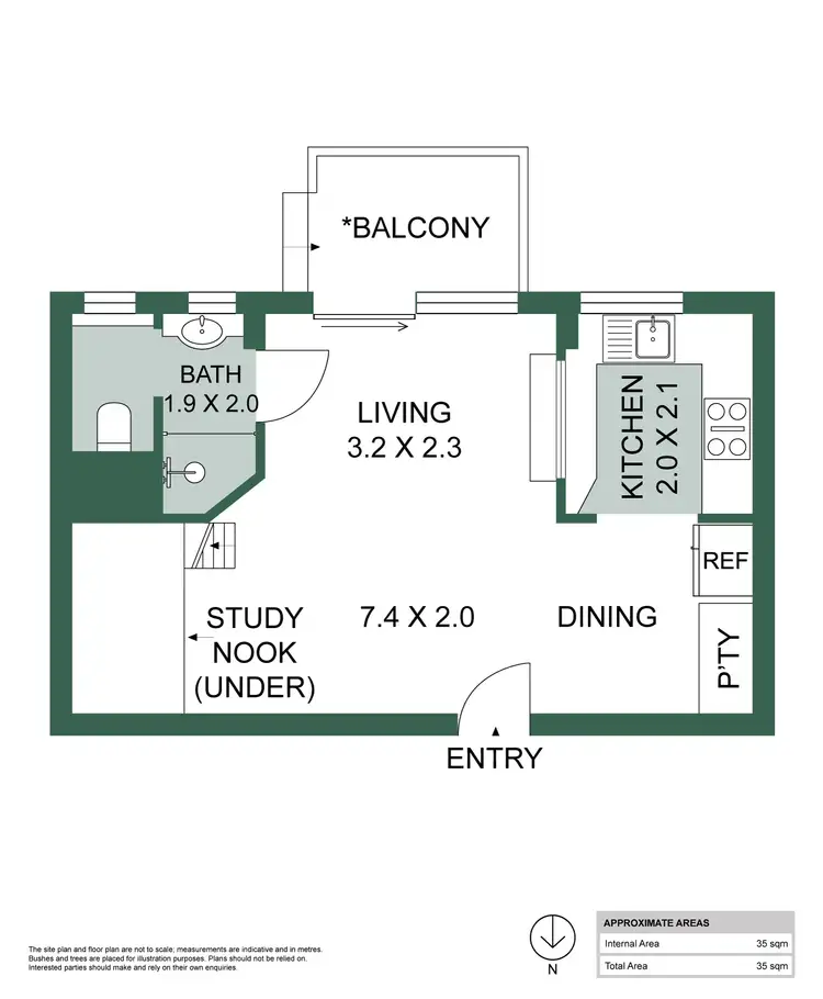 Floorplan of Homely studio listing, 12/15 Eric Street, Cottesloe WA 6011