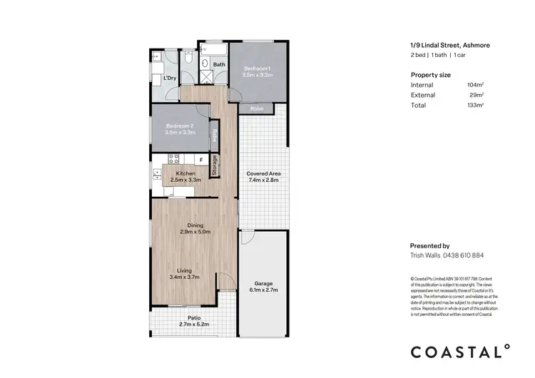 Floorplan of Homely semi-detached listing, 1/9 Lindal Street, Ashmore QLD 4214
