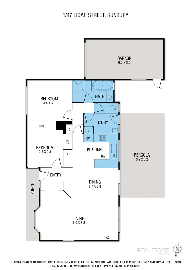 Floorplan of Homely unit listing, 1/47 Ligar Street, Sunbury VIC 3429