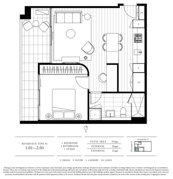 Floorplan of Homely apartment listing, 101/89 Gladstone Street, South Melbourne VIC 3205