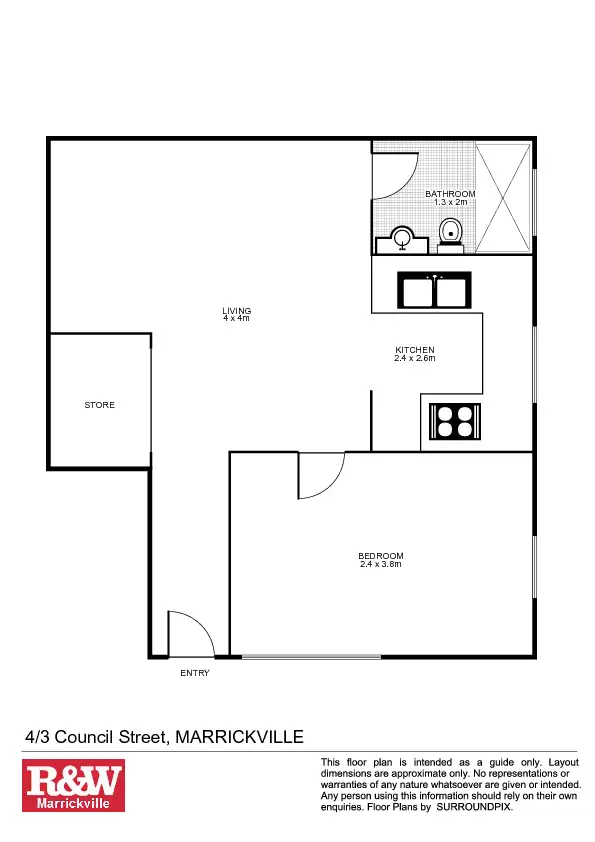 Floorplan of Homely unit listing, 4/3 Council Street, Marrickville NSW 2204