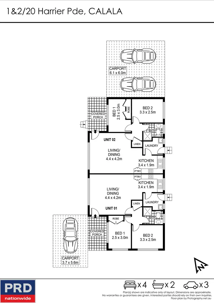 Floorplan of Homely semi-detached listing, 1-2/20 Harrier Parade, Tamworth NSW 2340