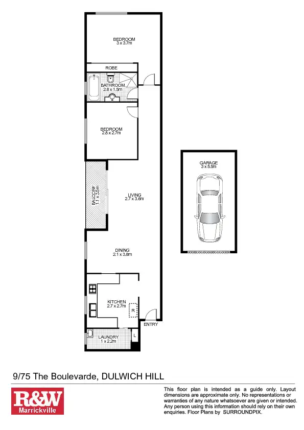 Floorplan of Homely unit listing, 9/75 The Boulevarde, Dulwich Hill NSW 2203
