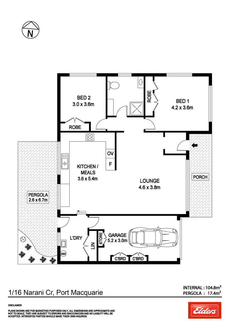 Floorplan of Homely villa listing, 1/16 Narani Crescent, Port Macquarie NSW 2444
