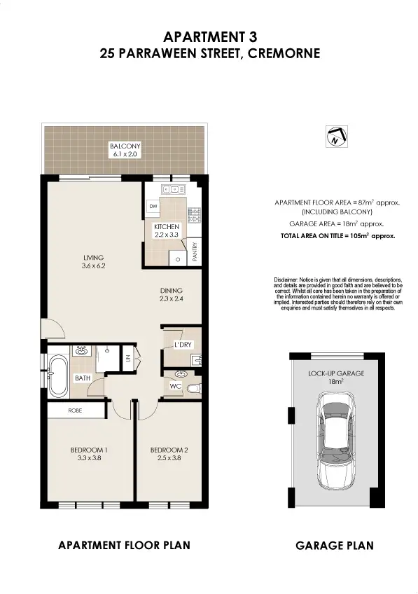 Floorplan of Homely apartment listing, 3/25 Parraween Street, Cremorne NSW 2090