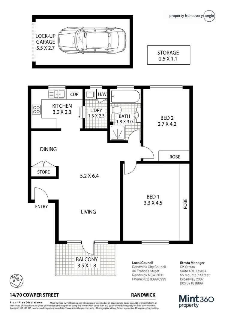 Floorplan of Homely apartment listing, 14/70 Cowper Street, Randwick NSW 2031