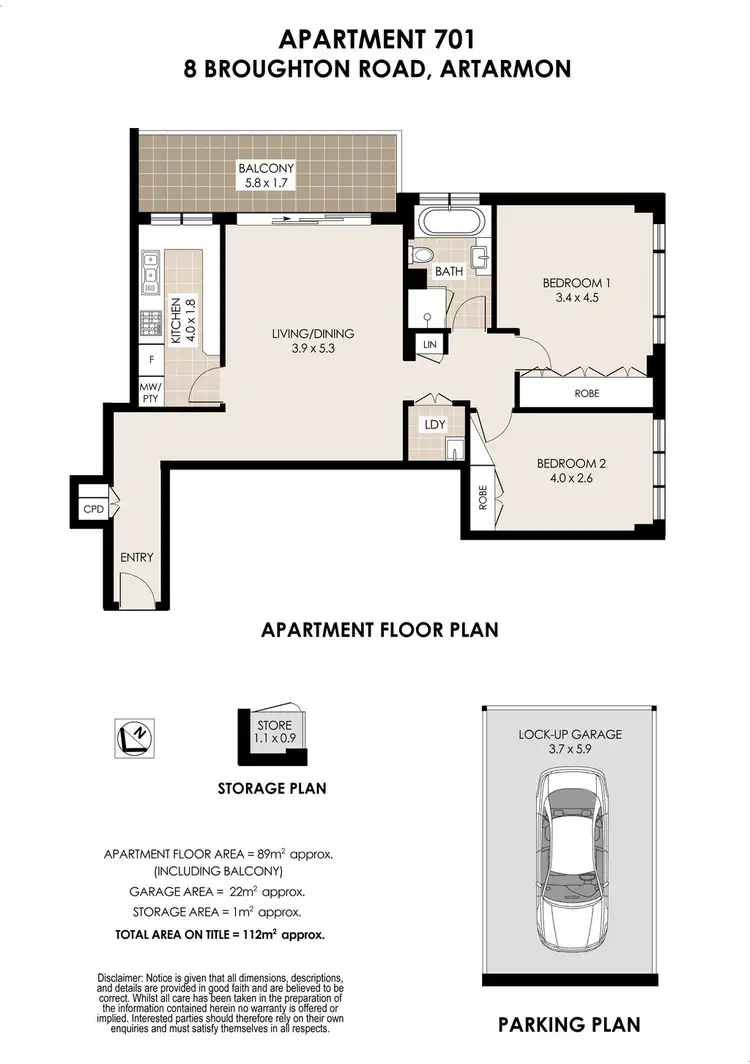Floorplan of Homely unit listing, 701/8 Broughton Road, Artarmon NSW 2064