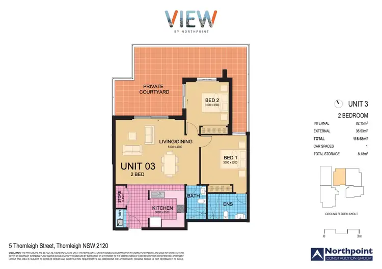 Floorplan of Homely apartment listing, 3/5-7 Thornleigh Street, Thornleigh NSW 2120