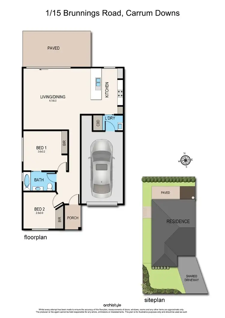 Floorplan of Homely unit listing, 1/15 Brunnings Road, Carrum Downs VIC 3201