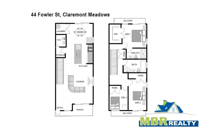 Floorplan of Homely townhouse listing, 44 Fowler Street, Claremont Meadows NSW 2747
