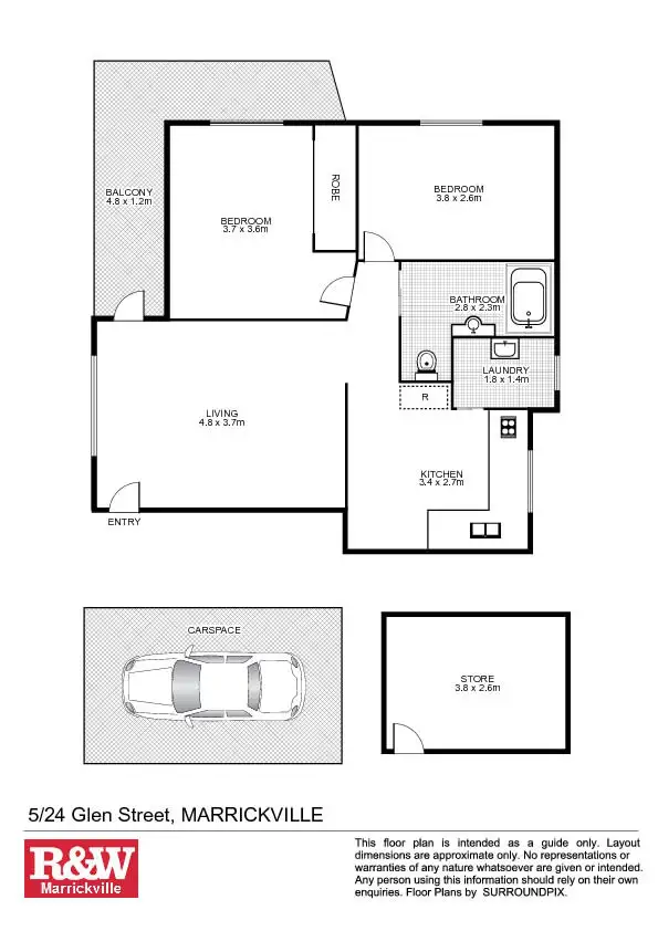 Floorplan of Homely unit listing, 5/24 Glen Street, Marrickville NSW 2204