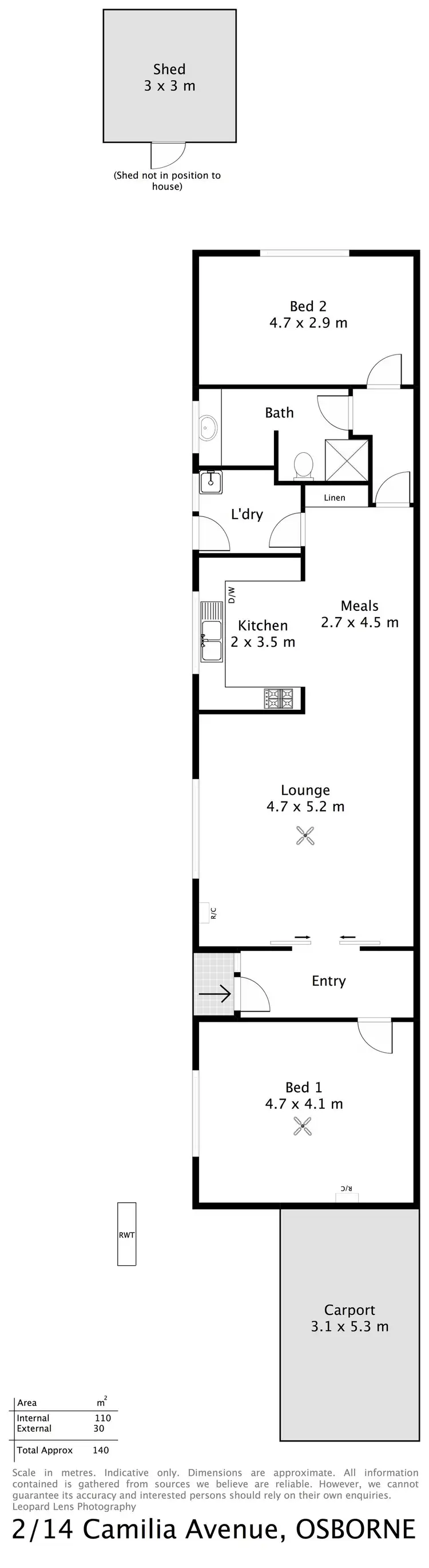 Floorplan of Homely unit listing, 2/14 Camilla Avenue, Osborne SA 5017
