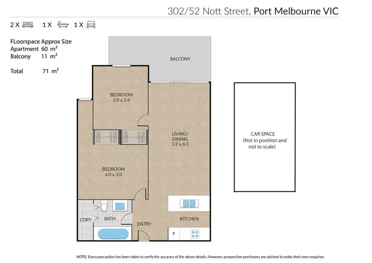 Floorplan of Homely apartment listing, D302/52 Nott Street, Port Melbourne VIC 3207