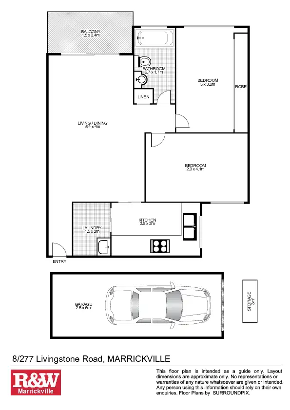Floorplan of Homely unit listing, 8/277 Livingstone Road, Marrickville NSW 2204