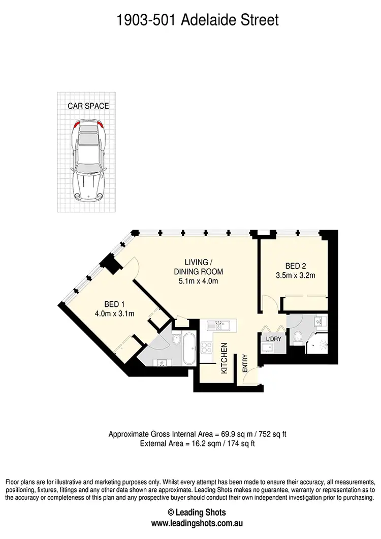 Floorplan of Homely unit listing, 1903/501A Adelaide Street, Brisbane City QLD 4000