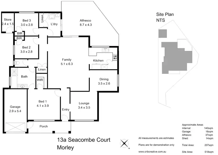 Floorplan of Homely house listing, 13A Seacom Court, Morley WA 6062
