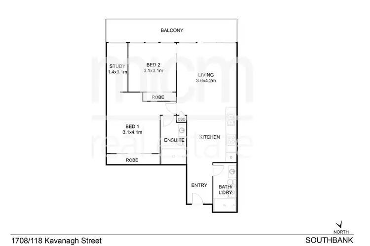 Floorplan of Homely apartment listing, 1708/118 Kavanagh Street, Southbank VIC 3006