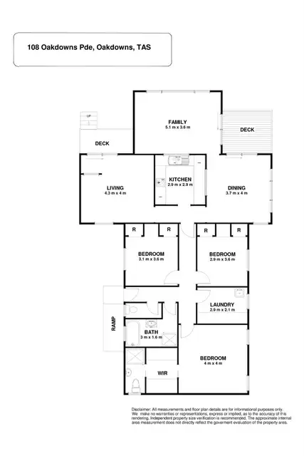 Floorplan of Homely house listing, 108 Oakdowns Parade, Oakdowns TAS 7019
