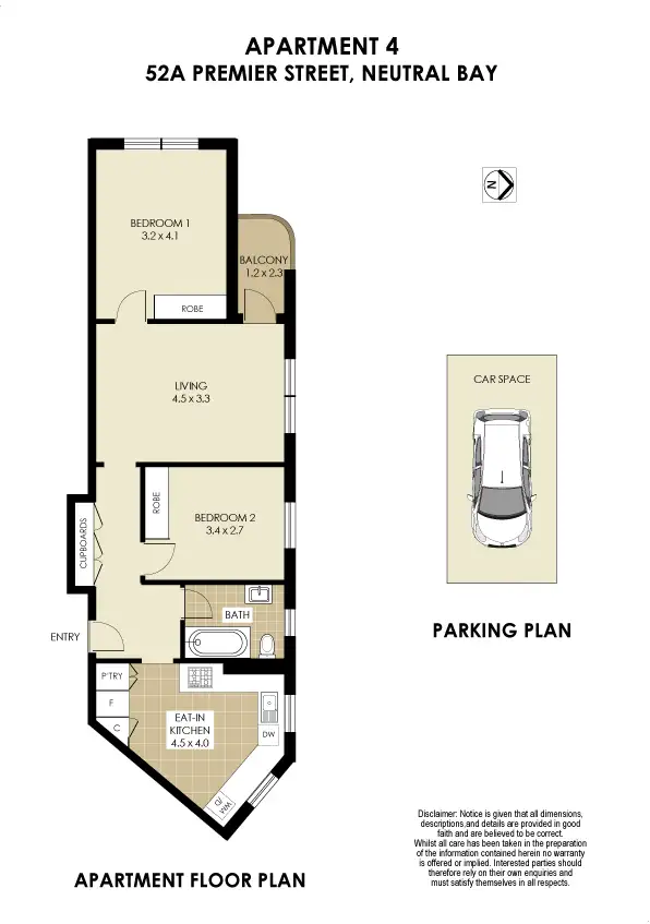 Floorplan of Homely apartment listing, 4/52A Premier Street, Neutral Bay NSW 2089