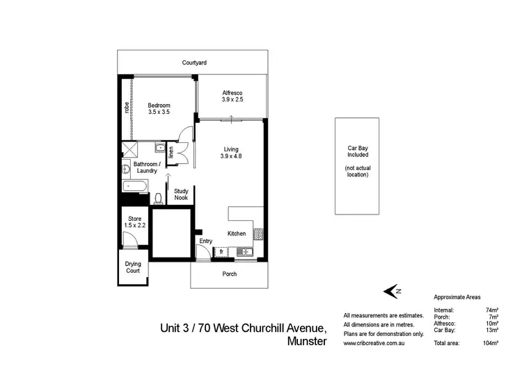 Floorplan of Homely apartment listing, Unit 10/70 West Churchill Avenue, Munster WA 6166