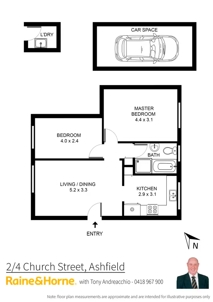Floorplan of Homely unit listing, 2/4 Church Street, Ashfield NSW 2131