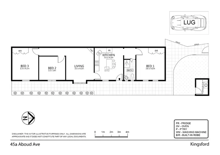 Floorplan of Homely semi-detached listing, 45A Aboud Avenue, Kingsford NSW 2032