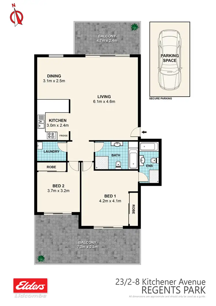 Floorplan of Homely apartment listing, 23/2-8 Kitchener Avenue, Regents Park NSW 2143