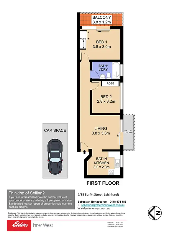 Floorplan of Homely unit listing, 6/88 Burfitt Street, Leichhardt NSW 2040