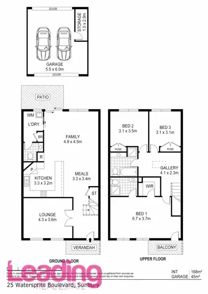Floorplan of Homely townhouse listing, 25 Watersprite Boulevard, Sunbury VIC 3429