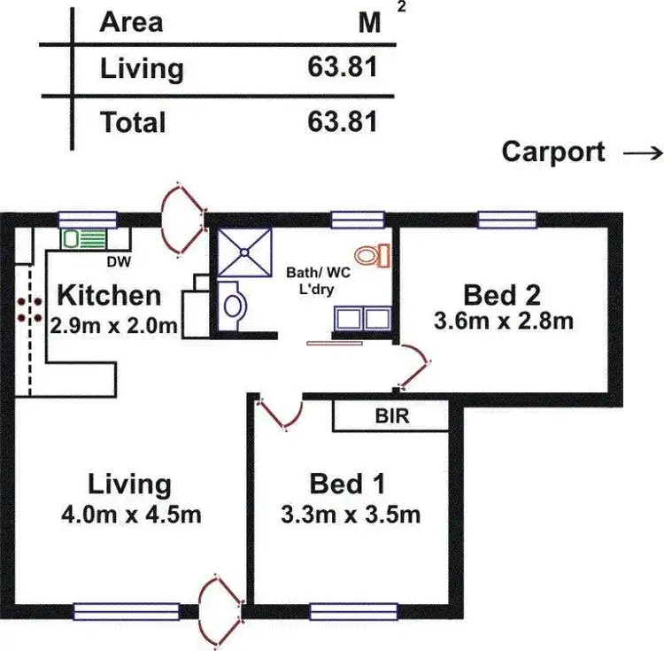Floorplan of Homely unit listing, 2/191 North East Road, Hampstead Gardens SA 5086