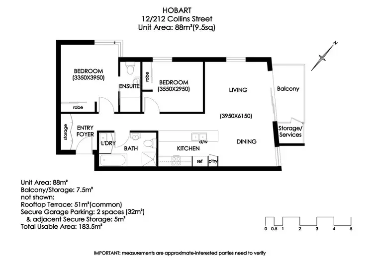 Floorplan of Homely unit listing, 12/212 Collins Street, Hobart TAS 7000