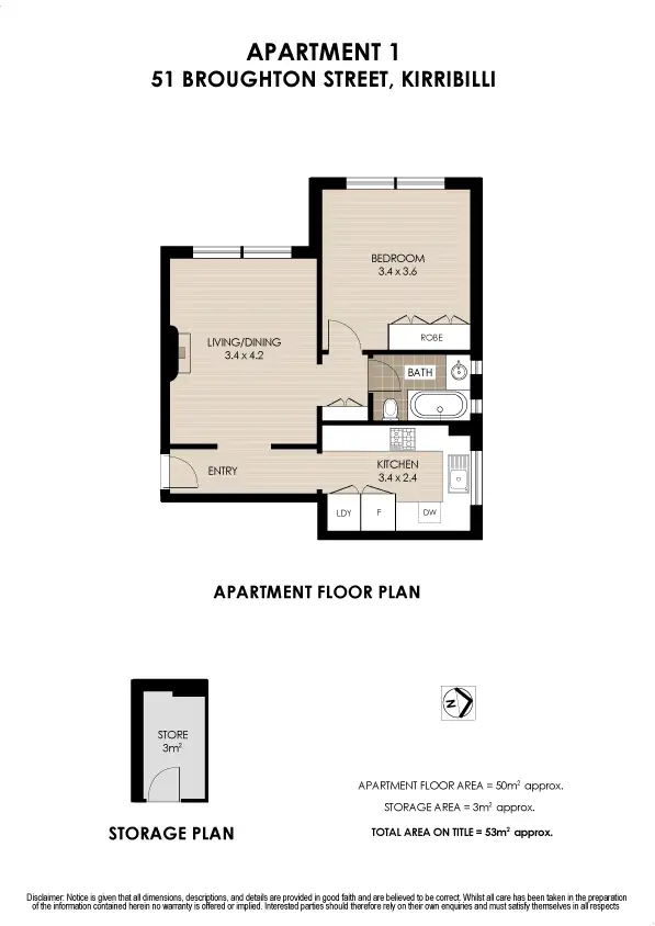 Floorplan of Homely apartment listing, 1/51 Broughton Street, Kirribilli NSW 2061