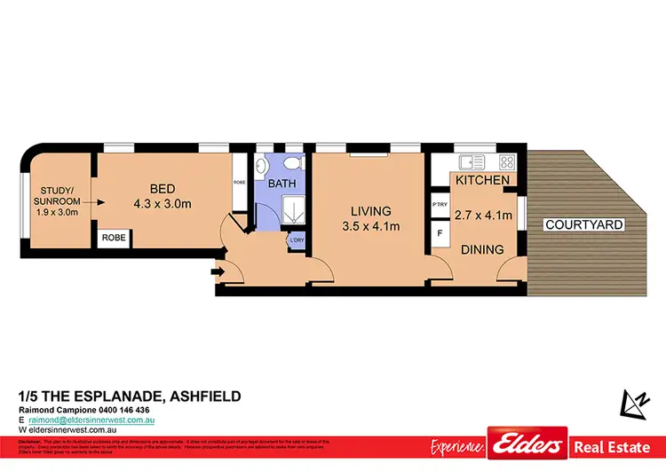 Floorplan of Homely unit listing, 1/5 The Esplanade, Ashfield NSW 2131