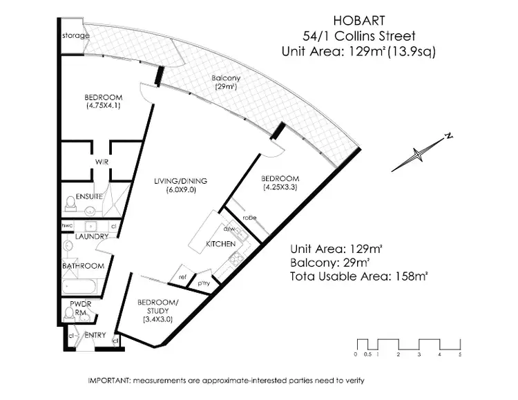 Floorplan of Homely apartment listing, 54/1 Collins Street, Hobart TAS 7000