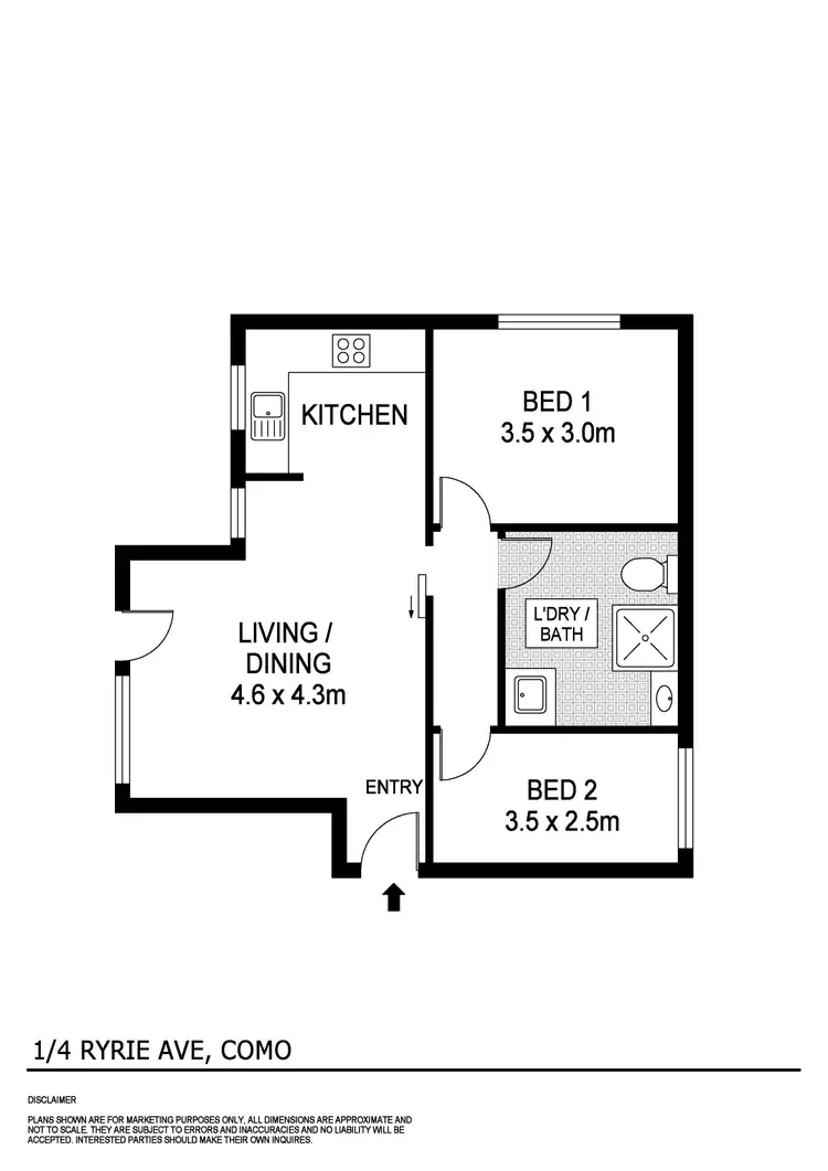 Floorplan of Homely unit listing, 1/4 Ryrie Avenue, Como WA 6152