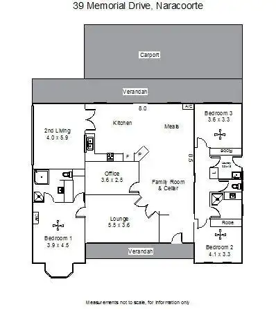 Floorplan of Homely house listing, 39 MEMORIAL DRIVE, Naracoorte SA 5271