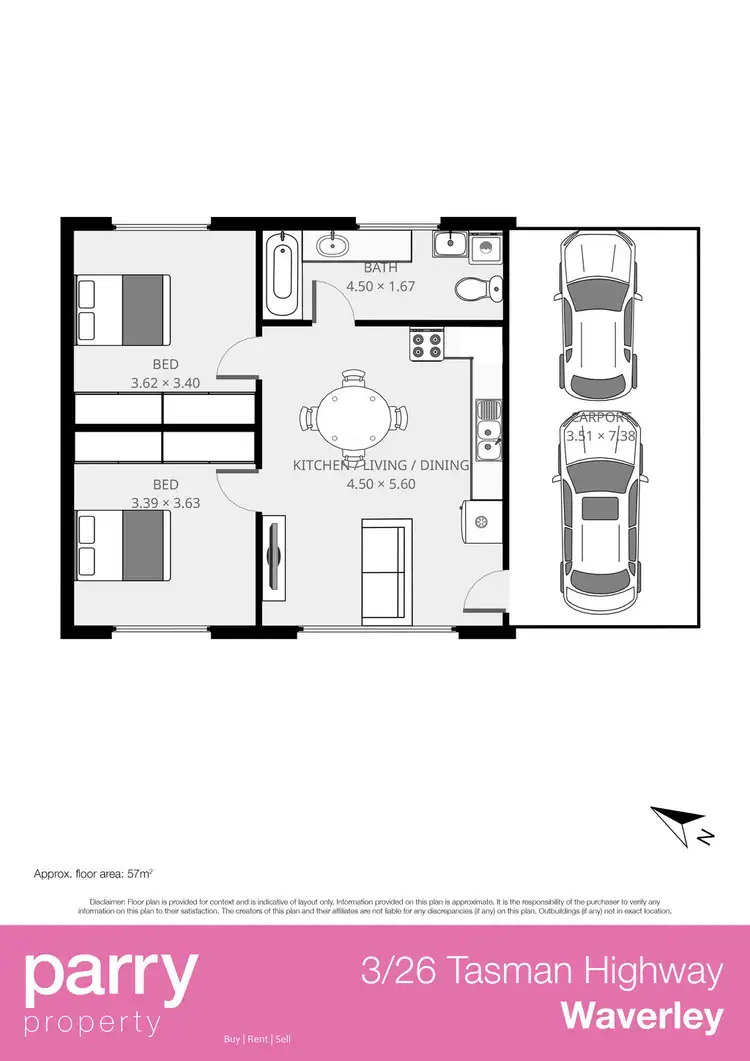 Floorplan of Homely unit listing, 3/26 Tasman Highway, Waverley TAS 7250
