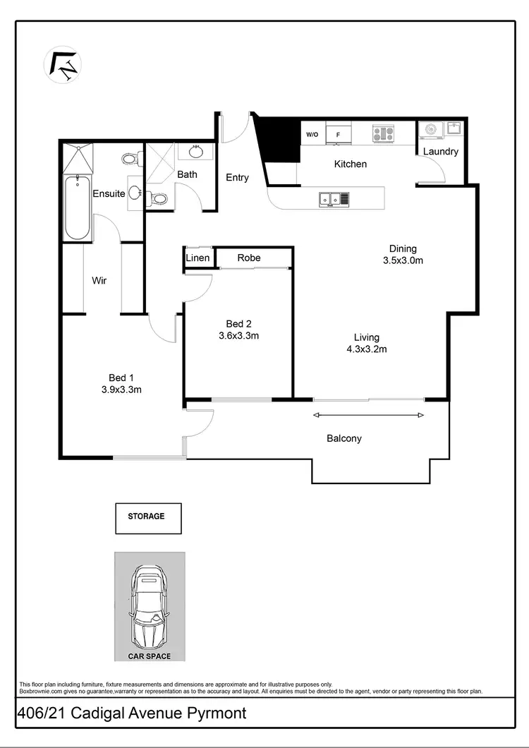 Floorplan of Homely apartment listing, 406/21 Cadigal Avenue, Pyrmont NSW 2009