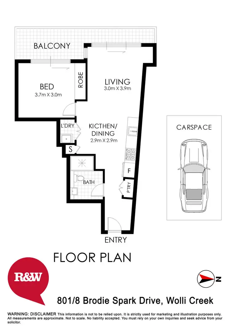 Floorplan of Homely apartment listing, 801/8 Brodie Spark Drive, Wolli Creek NSW 2205