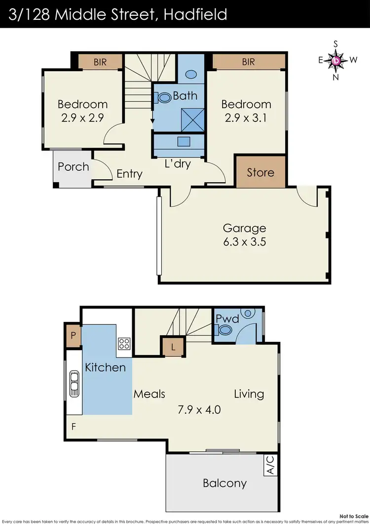 Floorplan of Homely townhouse listing, 3/128 Middle Street, Hadfield VIC 3046