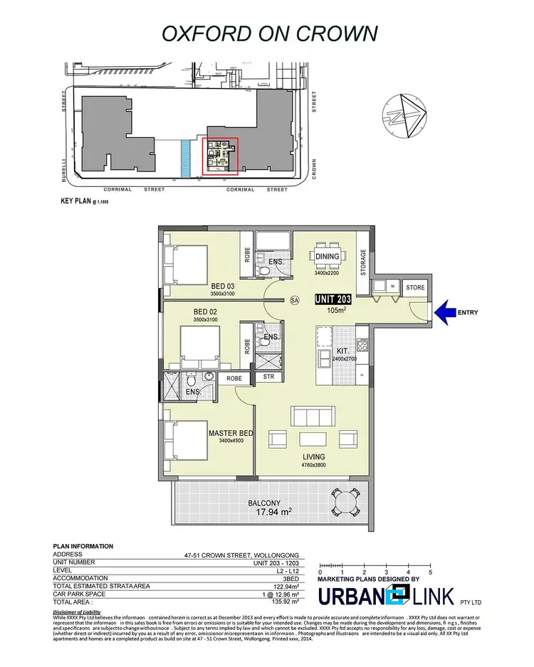 Floorplan of Homely apartment listing, 1203/51 Crown Street, Wollongong NSW 2500
