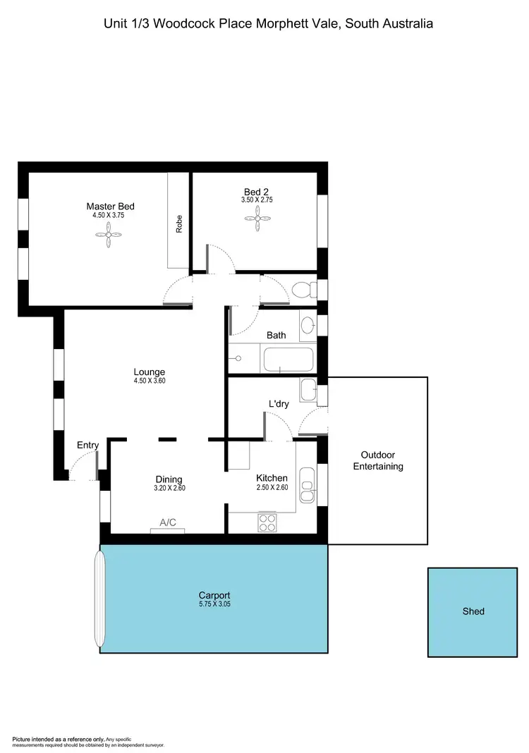 Floorplan of Homely unit listing, 1/3 Woodcock Place, Morphett Vale SA 5162