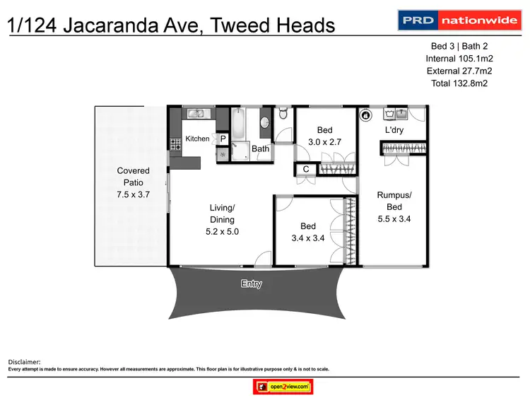 Floorplan of Homely semi-detached listing, 1/124 Jacaranda Avenue, Tweed Heads West NSW 2485
