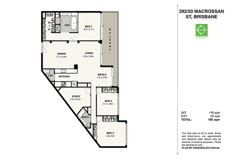 Floorplan of Homely apartment listing, 292/30 Macrossan Street, Brisbane City QLD 4000