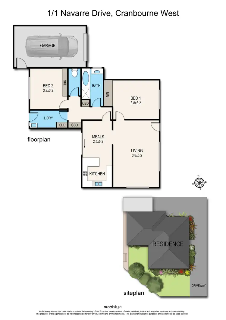 Floorplan of Homely unit listing, Unit 1/1 Navarre Drive, Cranbourne West VIC 3977