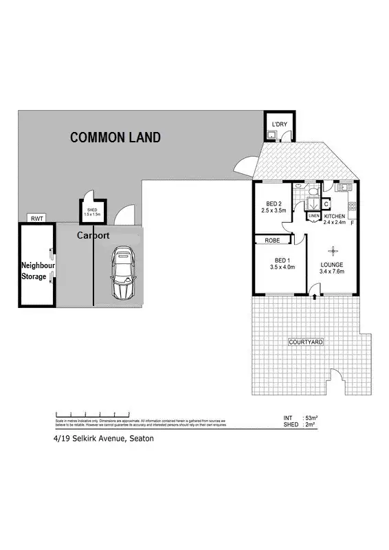 Floorplan of Homely unit listing, 4, 19 Selkirk Ave, Seaton SA 5023