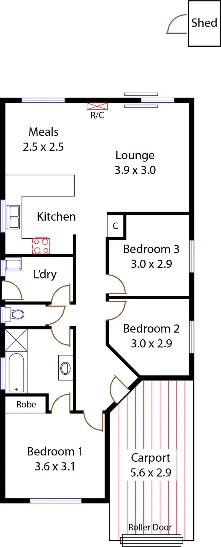 Floorplan of Homely unit listing, 1/ 77 Kings Road, Salisbury Downs SA 5108