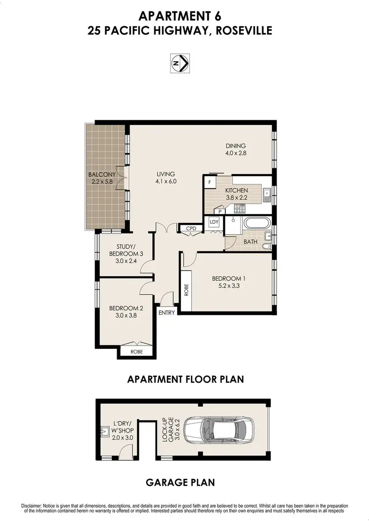 Floorplan of Homely unit listing, 6/25 Pacific Highway, Roseville NSW 2069