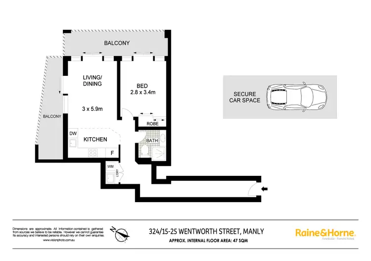 Floorplan of Homely apartment listing, 324/15 Wentworth Street, Manly NSW 2095
