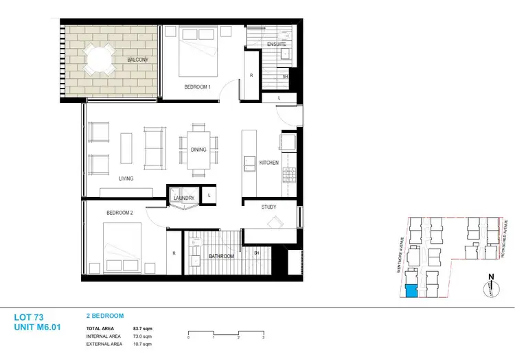 Floorplan of Homely apartment listing, 6.01/2-6 Mentmore Avenue, Rosebery NSW 2018